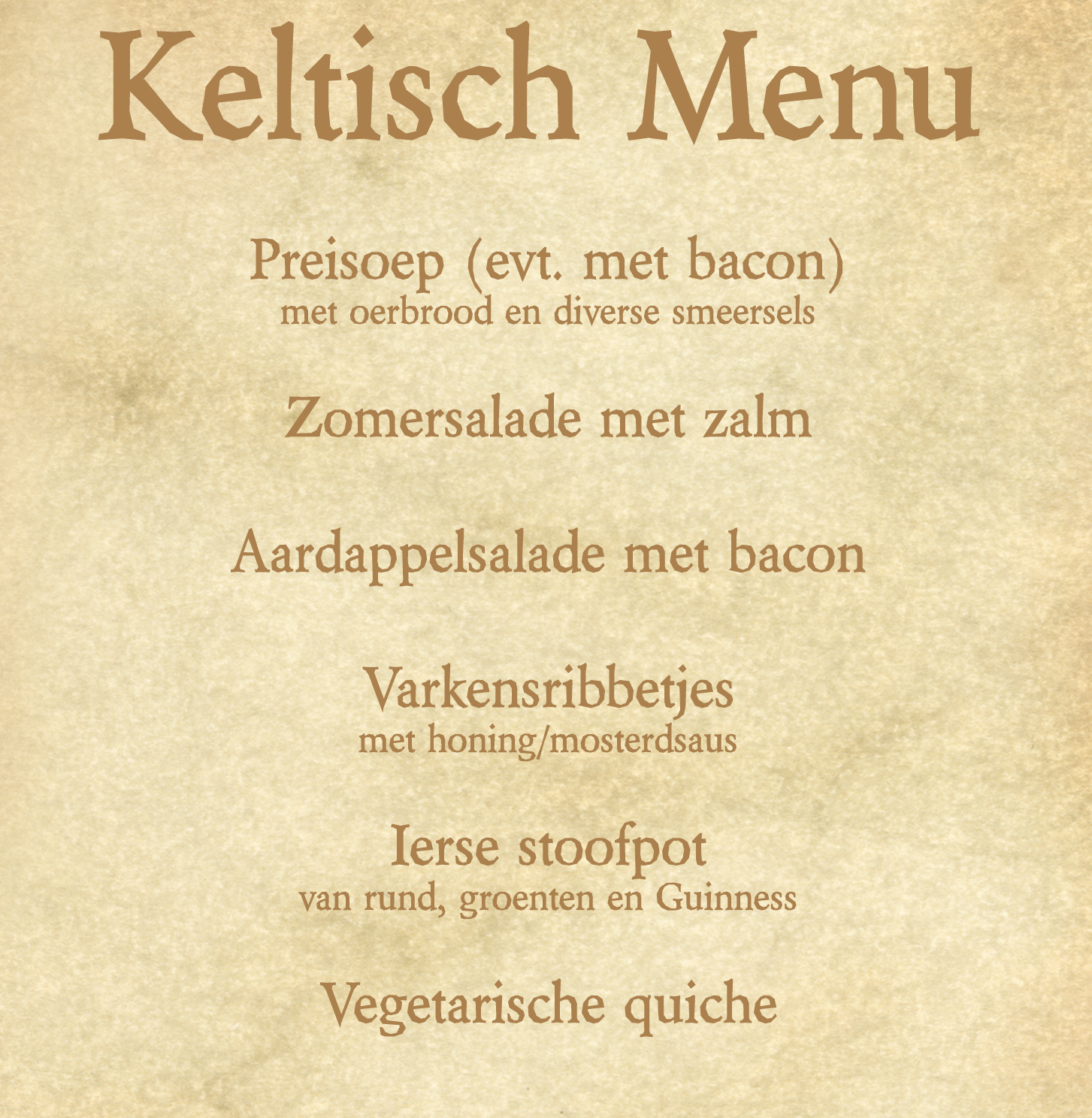 Keltisch menu